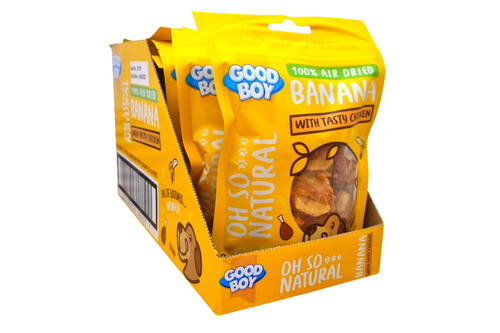 An image of Box of Good Boy - Oh So Natural - Banana with Tasty Chicken - 8 x 85g from Best Before Its Gone, we stock products near or past their best Before Date.