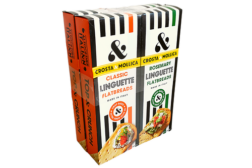 An image of Crosta &amp; Mollica - Linguette Flatbreads - 2 x classic &amp; 2 x Rosemary - 150g x 4 from Best Before Its Gone, we stock products near or past their best Before Date.