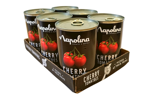 An image of Box of Napolina - Cherry Tomatoes in a Rich Tomato Juice - 6 x 400g from Best Before Its Gone, we stock products near or past their best Before Date.