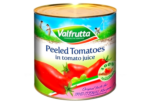 An image of Valfrutta - Peeled Tomatoes in Tomato Juice - 2500g (Dented Tin) from Best Before Its Gone, we stock products near or past their best Before Date.