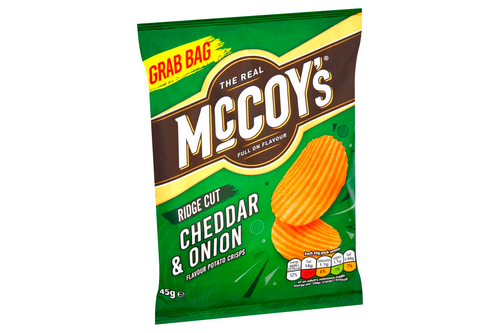 An image of McCoy's­ - Ridge Cut - Cheddar &amp; Onion Flavour Potato Crisps - 45g from Best Before Its Gone, we stock products near or past their best Before Date.