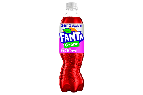 An image of Fanta - Grape - Zero Added Sugar - Sparkling Low Calorie Mixed Fruit Drink - 500ml from Best Before Its Gone, we stock products near or past their best Before Date.