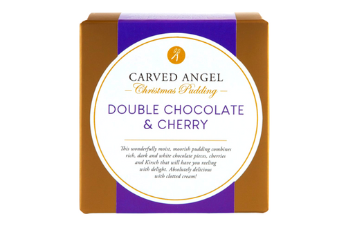 An image of Carved Angel - Double Chocolate &amp; Cherry Christmas Pudding - 908g from Best Before Its Gone, we stock products near or past their best Before Date.