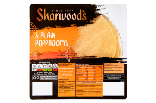 Sharwood's - 8 Plain Poppadoms