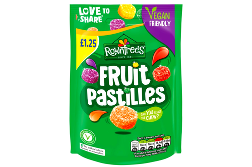 An image of Rowntree's - Fruit Pastilles - Vegan Friendly Sweets - Sharing Bag - 114g from Best Before Its Gone, we stock products near or past their best Before Date.