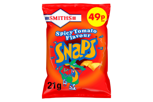 An image of Smiths - Snaps - Spicy Tomato Flavour Potato Snacks - 21g from Best Before Its Gone, we stock products near or past their best Before Date.