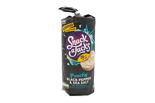 An image of Snack a Jacks - Punchy Black Pepper &amp; Sea Salt Rice &amp; Corn Cakes - 117g from Best Before Its Gone, we stock products near or past their best Before Date.