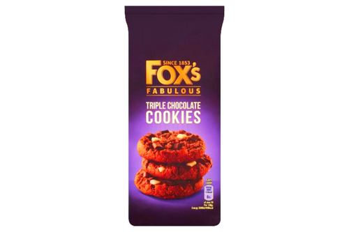 An image of Fox's - Fabulous - Triple Chocolate Cookies - 180g from Best Before Its Gone, we stock products near or past their best Before Date.