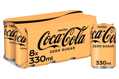 An image of Coca-Cola - Zero Sugar - Vanilla Flavour - 8 x 330ml from Best Before Its Gone, we stock products near or past their best Before Date.