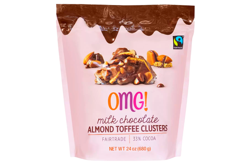 An image of OMG! - Milk Chocolate Almond Toffee Clusters - 680g from Best Before Its Gone, we stock products near or past their best Before Date.
