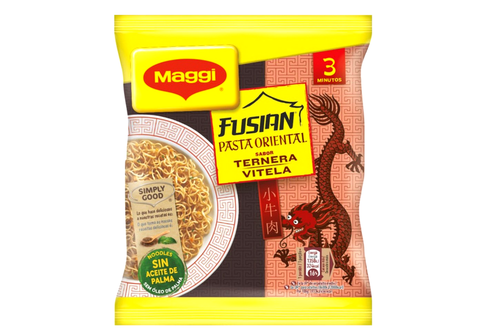 An image of Maggi - Fusian - Pasta Oriental - Sabor Ternera Vitela (Beef Flavour Noodles) - 71g from Best Before Its Gone, we stock products near or past their best Before Date.
