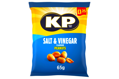An image of KP - Salt &amp; Vinegar Flavour Peanuts - 65g. from Best Before Its Gone, we stock products near or past their best Before Date.