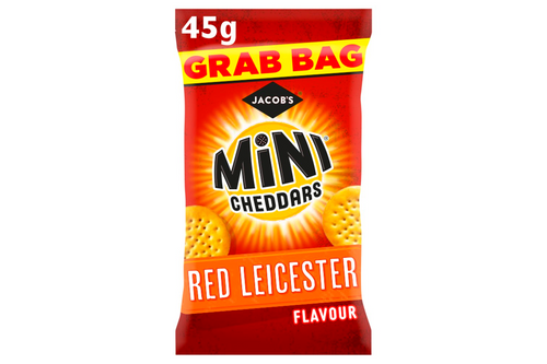 An image of Jacob's - Mini Cheddars - Red Leicester Flavour Snacks - 45g from Best Before Its Gone, we stock products near or past their best Before Date.