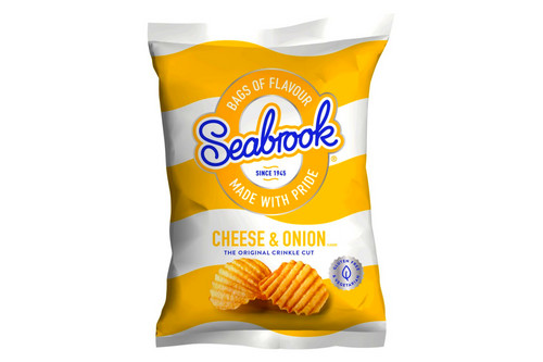 An image of Seabrook - Cheese &amp; Onion Flavour - The Original Crinkle Cut - 25g from Best Before Its Gone, we stock products near or past their best Before Date.