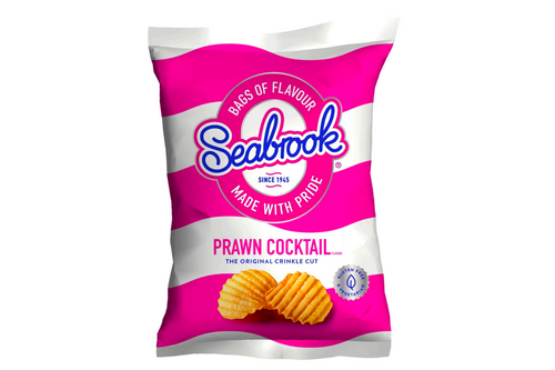 An image of Seabrook - Prawn Cocktail Flavour Crisp - The Original Crinkle Cut - 25g from Best Before Its Gone, we stock products near or past their best Before Date.