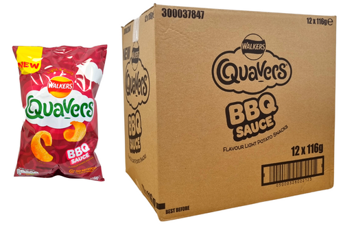 An image of Box of Walkers - Quavers - BBQ Sauce Flavour Potato Snacks - 12 x 116g from Best Before Its Gone, we stock products near or past their best Before Date.