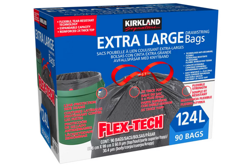 Kirkland Signature Flex-Tech 33-Gallon Trash Bag, 90-count