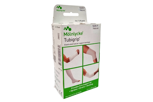 An image of Molnlycke - Tubigrip - Elasticated Tubular Support Bandage - Size F - Natural from Best Before Its Gone, we stock products near or past their best Before Date.