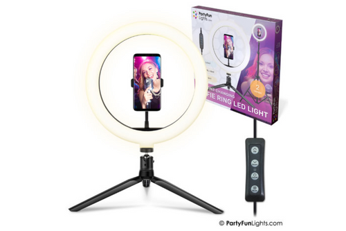 An image of Party Fun Lights - Selfie Ring LED Light 30 cm - Tripod, Phone Holder with USB Plug from Best Before Its Gone, we stock products near or past their best Before Date. An image of Party Fun Lights - Selfie Ring LED Light 30 cm - Tripod, Phone Holder with USB Plug from Best Before Its Gone, we stock products near or past their best Before Date.