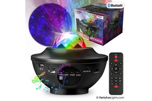 An image of Party Fun Lights - Wireless Starlight Party Speaker with Laser Projector Light Effects and Remote from Best Before Its Gone, we stock products near or past their best Before Date. An image of Party Fun Lights - Wireless Starlight Party Speaker with Laser Projector Light Effects and Remote from Best Before Its Gone, we stock products near or past their best Before Date.