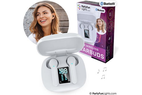 An image of Party Fun Lights - True Wireless Earbuds White from Best Before Its Gone, we stock products near or past their best Before Date.