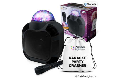 An image of Party Fun Lights - Bluetooth Karaoke Party Speaker with Microphone and Carrying Bag. from Best Before Its Gone, we stock products near or past their best Before Date. An image of Party Fun Lights - Bluetooth Karaoke Party Speaker with Microphone and Carrying Bag. from Best Before Its Gone, we stock products near or past their best Before Date.