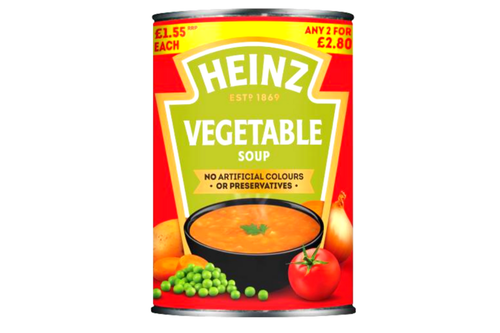 An image of Heinz Vegetable Soup - 400g (Damaged/Dented Tin) from Best Before Its Gone, we stock products near or past their best Before Date.
