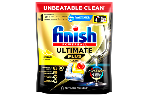 An image of Finish - Powerball - Ultimate Plus - All-in-1 - Lemon Sparkle - 90 Tablets from Best Before Its Gone, we stock products near or past their best Before Date.