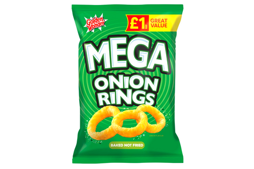 An image of Golden Wonder - Mega Onion Rings - Onion Flavour Snacks - 50g from Best Before Its Gone, we stock products near or past their best Before Date.