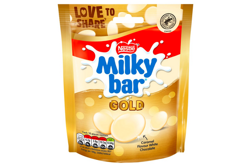 An image of Nestle - Milkybar - Gold - Caramel Flavour White Chocolate Buttons - 86g from Best Before Its Gone, we stock products near or past their best Before Date.