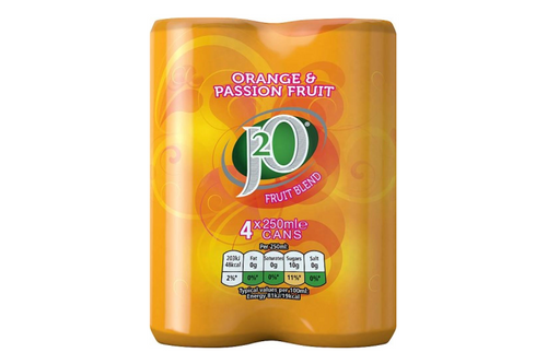 An image of J2O - Orange &amp; Passion Fruit Drink - Fruit Blend - Vegan Approved - 4 x 250ml from Best Before Its Gone, we stock products near or past their best Before Date.