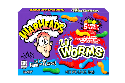 An image of Warheads - Lil Worms - Sour Fruit Flavour Worms - 99g from Best Before Its Gone, we stock products near or past their best Before Date.