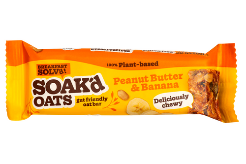 An image of Soak'd Oats - Peanut Butter &amp; Banana Oat Bar - Vegan - 42g from Best Before Its Gone, we stock products near or past their best Before Date.