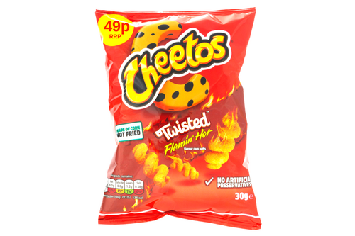 An image of Cheetos - Twisted - Flamin' Hot Flavour Corn Puffs - 30g from Best Before Its Gone, we stock products near or past their best Before Date.