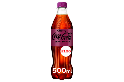 An image of Coca-Cola - Zero Sugar - Cherry Flavour - 500ml. from Best Before Its Gone, we stock products near or past their best Before Date.