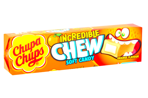 An image of Chupa Chups - Incredible Chew Soft Candy - Orange Flavour - 45g from Best Before Its Gone, we stock products near or past their best Before Date.