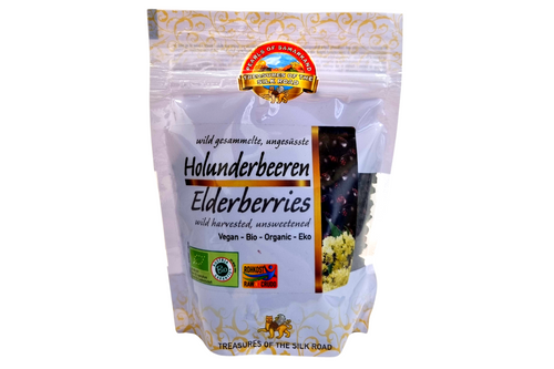 An image of Pearls of Samarkand - Elderberries - Wild Harvested, Unsweetened - Vegan - 100g from Best Before Its Gone, we stock products near or past their best Before Date.