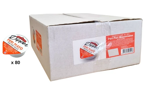 An image of Box of Harrisons - Dipper - Peri Peri Mayonnaise Dip Pots - 80 x 40g from Best Before Its Gone, we stock products near or past their best Before Date.