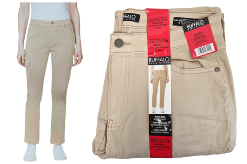 An image of Buffalo David Bitton - Ladies High-Rise Cargo Pant - Tan - Size UK 12 from Best Before Its Gone, we stock products near or past their best Before Date.