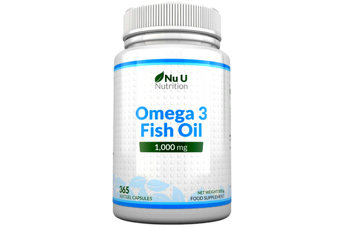 An image of Nu U Nutrition - Omega 3 Fish Oil - 1000mg - 365 Softgel Capsules. from Best Before Its Gone, we stock products near or past their best Before Date.