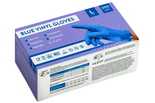 An image of Jena - Blue Vinyl Gloves - Latex Free - Large - 200 Gloves from Best Before Its Gone, we stock products near or past their best Before Date.