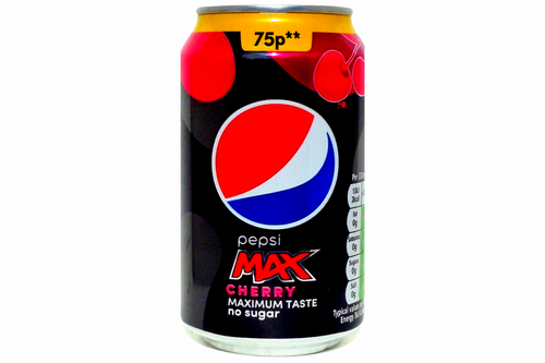 An image of Pepsi - Max - Cherry Flavour - No Sugar - 330ml from Best Before Its Gone, we stock products near or past their best Before Date.
