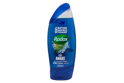 An image of Radox - Feel Awake - Sea Minerals &amp; Fennel - 2-1 Shower Gel &amp; Shampoo for Men - 250ml from Best Before Its Gone, we stock products near or past their best Before Date.