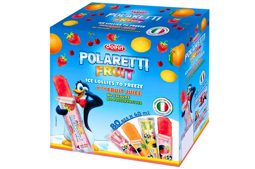 An image of Polaretti Fruit - Ice Lollies with Fruit Juice - 80 x 40ml (Damaged Packaging) from Best Before Its Gone, we stock products near or past their best Before Date.