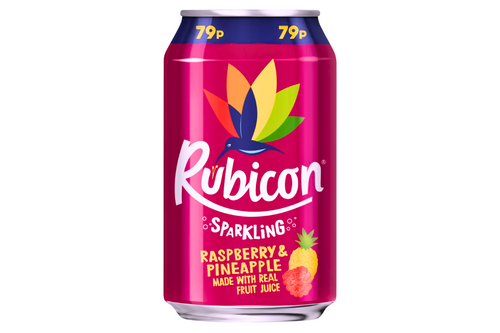 An image of Rubicon - Sparkling Raspberry &amp; Pineapple Drink - Suitable for Vegans - 330ml from Best Before Its Gone, we stock products near or past their best Before Date.