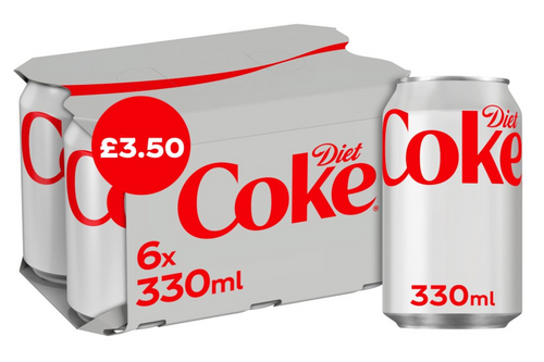 An image of Diet Coke - No Calories - No Sugar - 6 x 330ml from Best Before Its Gone, we stock products near or past their best Before Date.