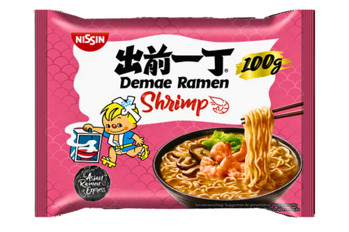 An image of Nissin - Demae Ramen Shrimp Noodles - Soup with Instant Noodles - 100g from Best Before Its Gone, we stock products near or past their best Before Date.