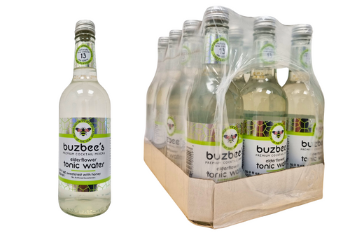 An image of Case of Buzbee's - Premium Cocktail Mixers - Elderflower Tonic Water - 12 x 500ml from Best Before Its Gone, we stock products near or past their best Before Date.