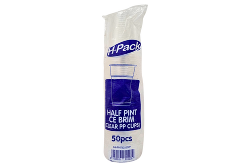 An image of H-Pack - Half Pint to Brim - Clear PP Cups - 50pcs from Best Before Its Gone, we stock products near or past their best Before Date.