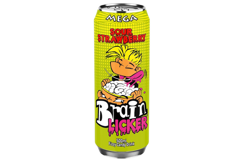 An image of Brain Licker - Mega Sour Strawberry Fizzy Candy Drink - Suitable for Vegans - 500ml from Best Before Its Gone, we stock products near or past their best Before Date.
